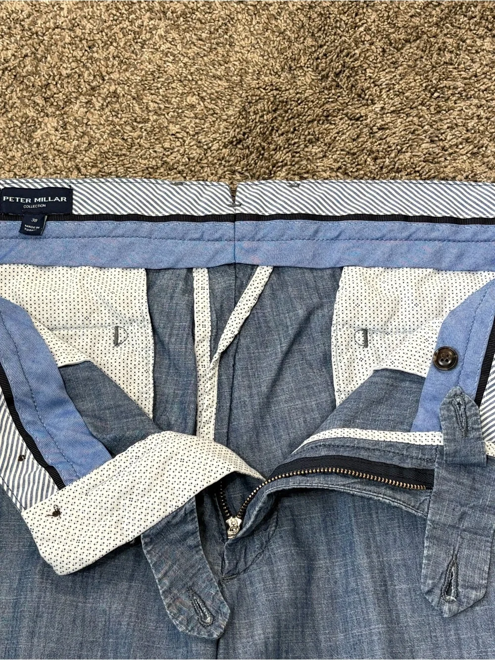 Peter Millar Crown Chambray Indigo Blue Casual Golf Shorts 8